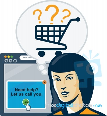 Female Internet Shopper Shopping Cart Stock Image