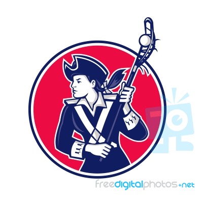 Female Lacrosse Player Patriot Mascot Stock Image