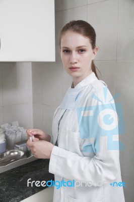 Female Medicine Doctor In Office Stock Photo