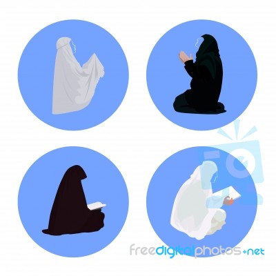 Female Muslim Praying And Reading-quran Stock Image