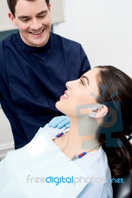 Female Patient Getting Ready For Treatment Stock Photo