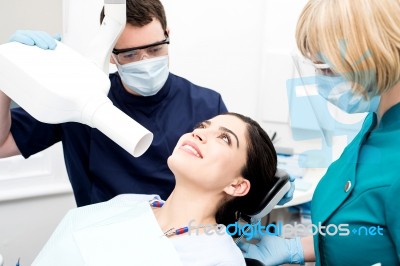 Female Patient Have X-ray Examination Stock Photo