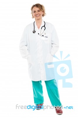 Female Physician In White Uniform Stock Photo