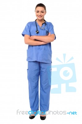 Female Physician Posing With Confidence Stock Photo