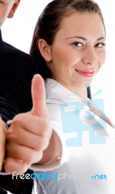 Female Showing Thumb Up Stock Photo