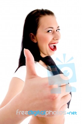 Female Showing Thumbs Up Stock Photo