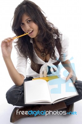 Female Student With Books Stock Photo