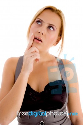 Female Thinking Something Stock Photo