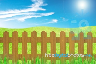 Fence For Green Farm Stock Image