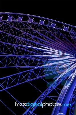 Ferris Wheel In Night Stock Photo