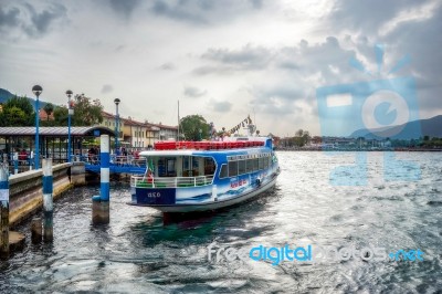 Ferry On Lake Iseo At Sarnico Stock Photo