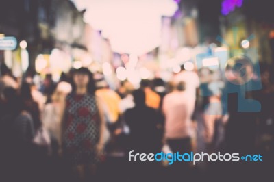 Festival Event With Blurred People Background Stock Photo