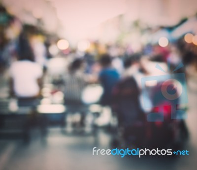 Festival Event With Blurred People Background Stock Photo