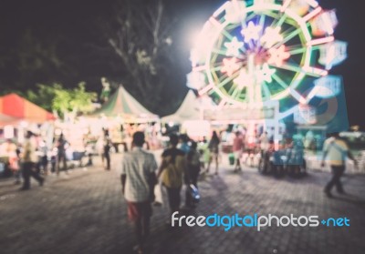 Festival Event With Blurred People Background Stock Photo