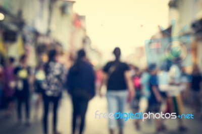 Festival Event With Blurred People Background Stock Photo