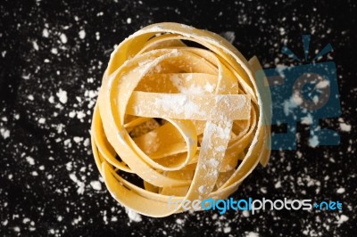 Fettuccine Pasta Italian Food Still Life Close Up Macro Stock Photo