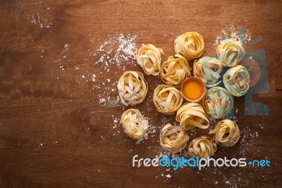 Fettuccine Pasta Italian Food Still Life Rustic Stock Photo