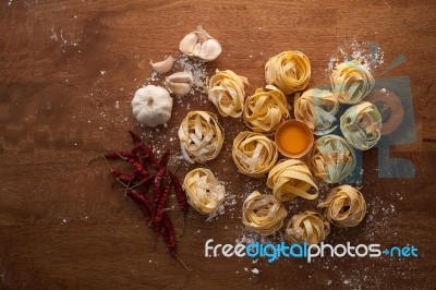 Fettuccine Pasta Italian Food Still Life Rustic Stock Photo