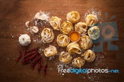 Fettuccine Pasta Italian Food Still Life Rustic Stock Photo