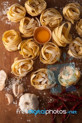 Fettuccine Pasta Italian Food Still Life Rustic Stock Photo