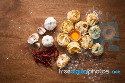 Fettuccine Pasta Italian Food Still Life Rustic Stock Photo