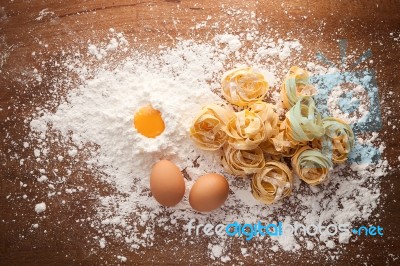 Fettuccine Pasta Italian Food Still Life Rustic Stock Photo