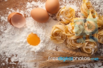 Fettuccine Pasta Italian Food Still Life Rustic Stock Photo