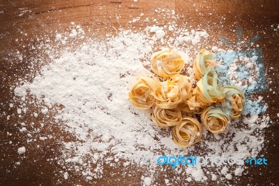 Fettuccine Pasta Italian Food Still Life Rustic Stock Photo