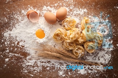 Fettuccine Pasta Italian Food Still Life Rustic Stock Photo