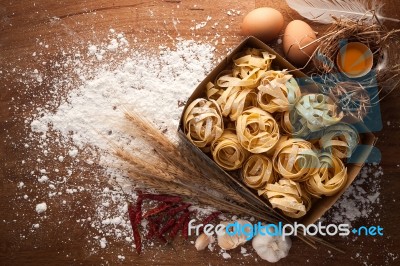 Fettuccine Pasta Italian Food Still Life Rustic Stock Photo