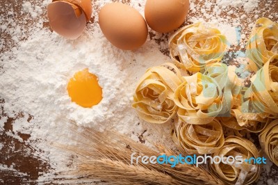 Fettuccine Pasta Italian Food Still Life Rustic Stock Photo