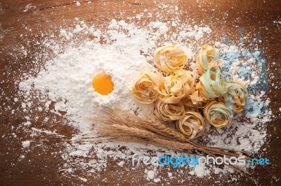 Fettuccine Pasta Italian Food Still Life Rustic Stock Photo