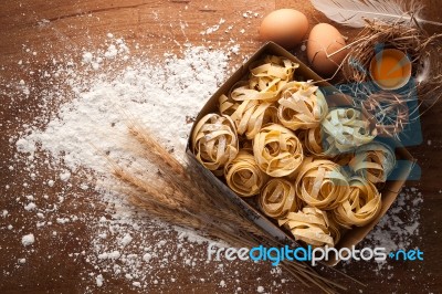 Fettuccine Pasta Italian Food Still Life Rustic Stock Photo