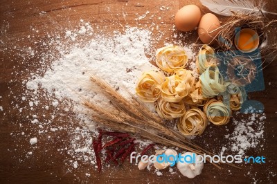 Fettuccine Pasta Italian Food Still Life Rustic Stock Photo