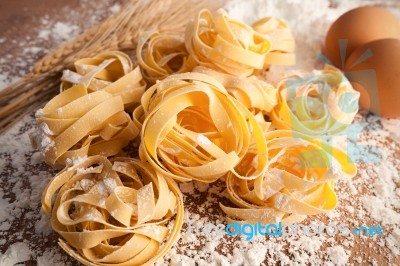 Fettuccine Pasta Italian Food Still Life Rustic Close Up Macro Stock Photo