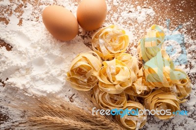 Fettuccine Pasta Italian Food Still Life Rustic Close Up Macro Stock Photo