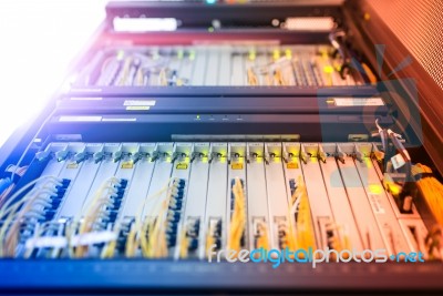 Fiber Optic With Servers In A Technology Data Center Stock Photo