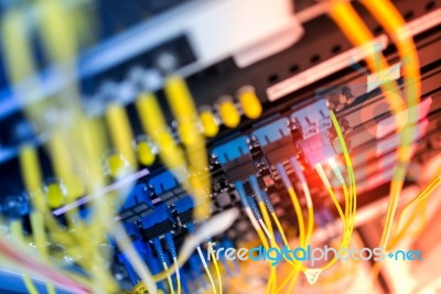 Fiber Optic With Servers In A Technology Data Center Stock Photo