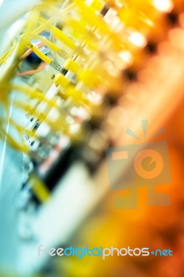 Fiber Optic With Servers In A Technology Data Center Stock Photo