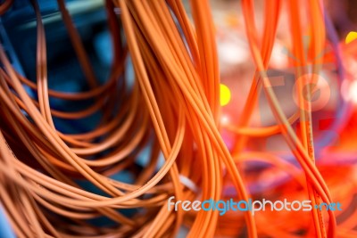 Fiber Optic With Servers In A Technology Data Center Stock Photo