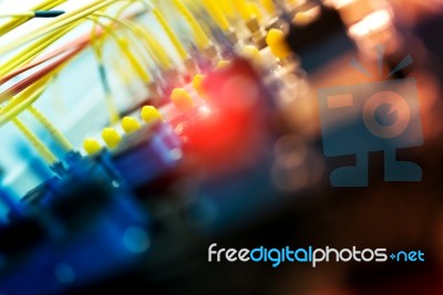 Fiber Optic With Servers In A Technology Data Center Stock Photo