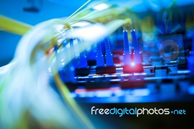 Fiber Optic With Servers In A Technology Data Center Stock Photo