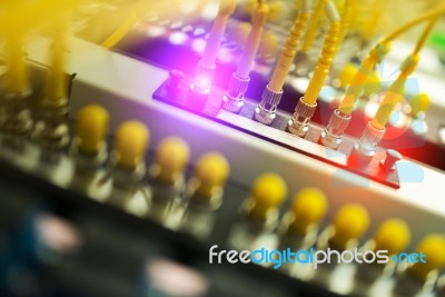 Fiber Optic With Servers In A Technology Data Center Stock Photo