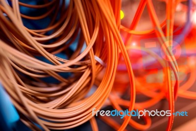 Fiber Optic With Servers In A Technology Data Center Stock Photo