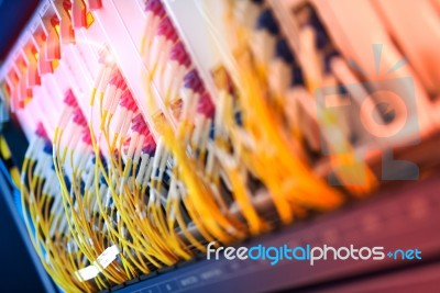 Fiber Optic With Servers In A Technology Data Center Stock Photo