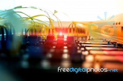 Fiber Optic With Servers In A Technology Data Center Stock Photo