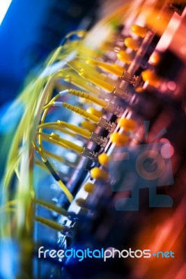 Fiber Optic With Servers In A Technology Data Center Stock Photo