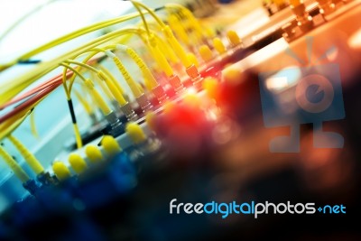 Fiber Optic With Servers In A Technology Data Center Stock Photo