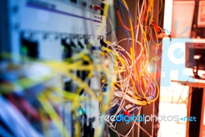 Fiber Optic With Servers In A Technology Data Center Stock Photo