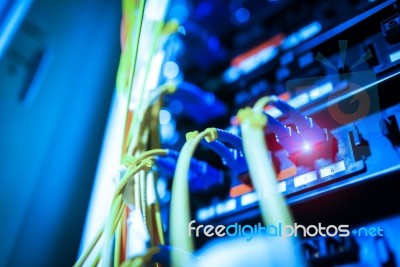 Fiber Optic With Servers In A Technology Data Center Stock Photo